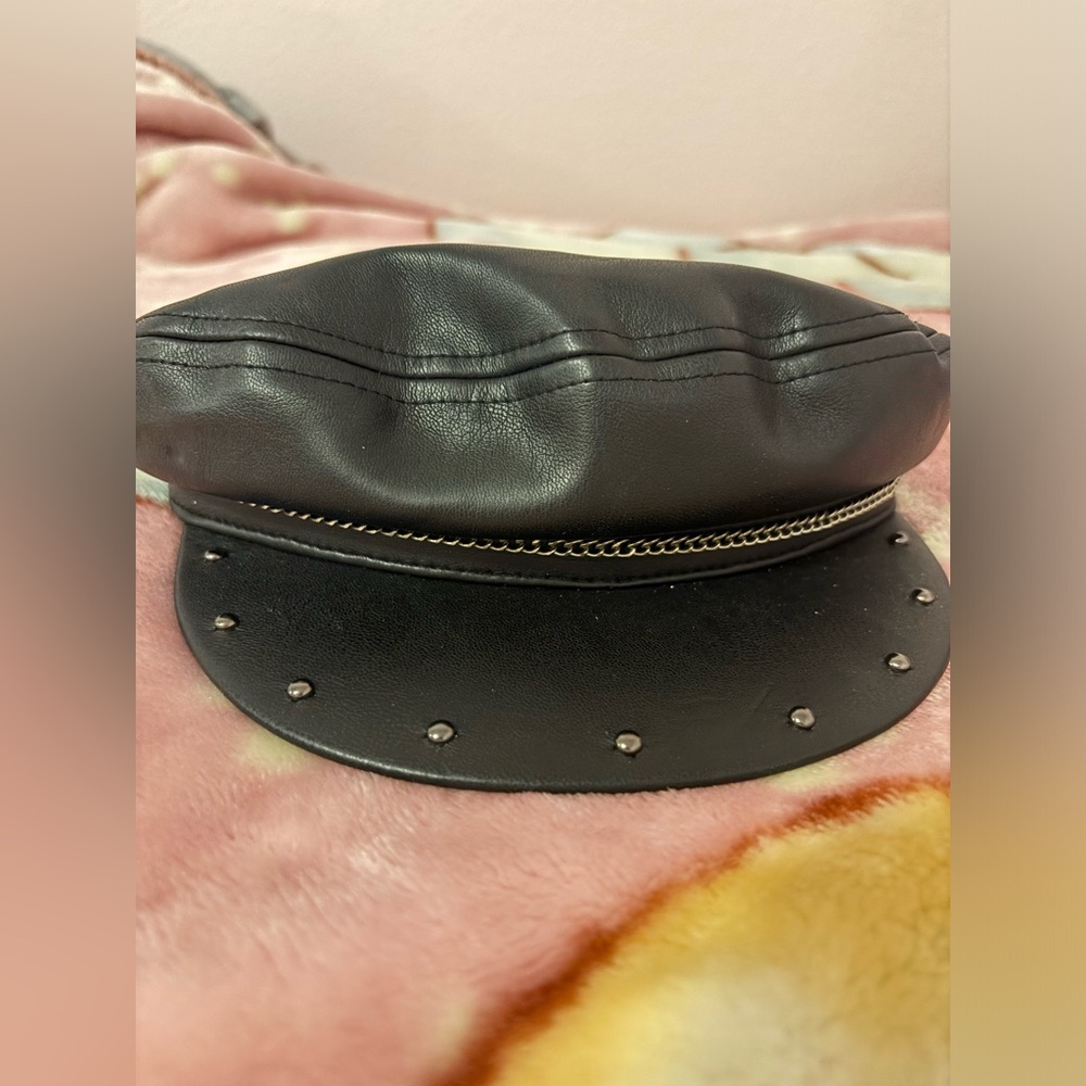 Black newsboy hat with studs
